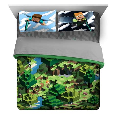 Minecraft 4-Piece Twin Comforter Set & Reviews - Comforter Sets - Bed. . Minecraft bedding queen